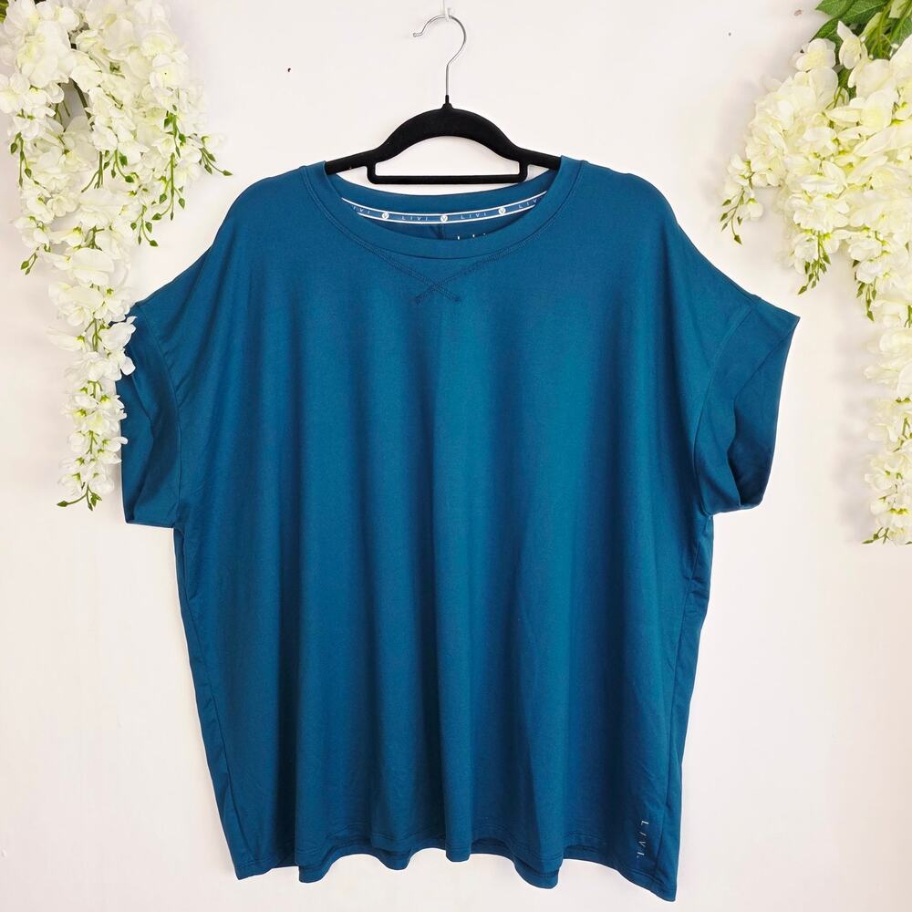 LIVI for Lane Bryant Active Tee 18/20 Teal Buttery Soft Stretch Athleisure 2025
